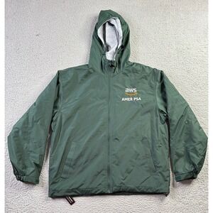 NWT Amazon AWS AMER PSA Windbreaker Hooded Full Zip Jacket Green Mens Size Small